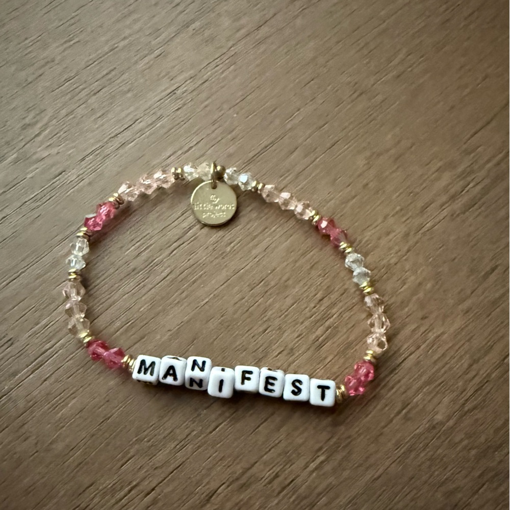 Little Words Project Manifest Beaded Bracelet with Pink and Gold Accents